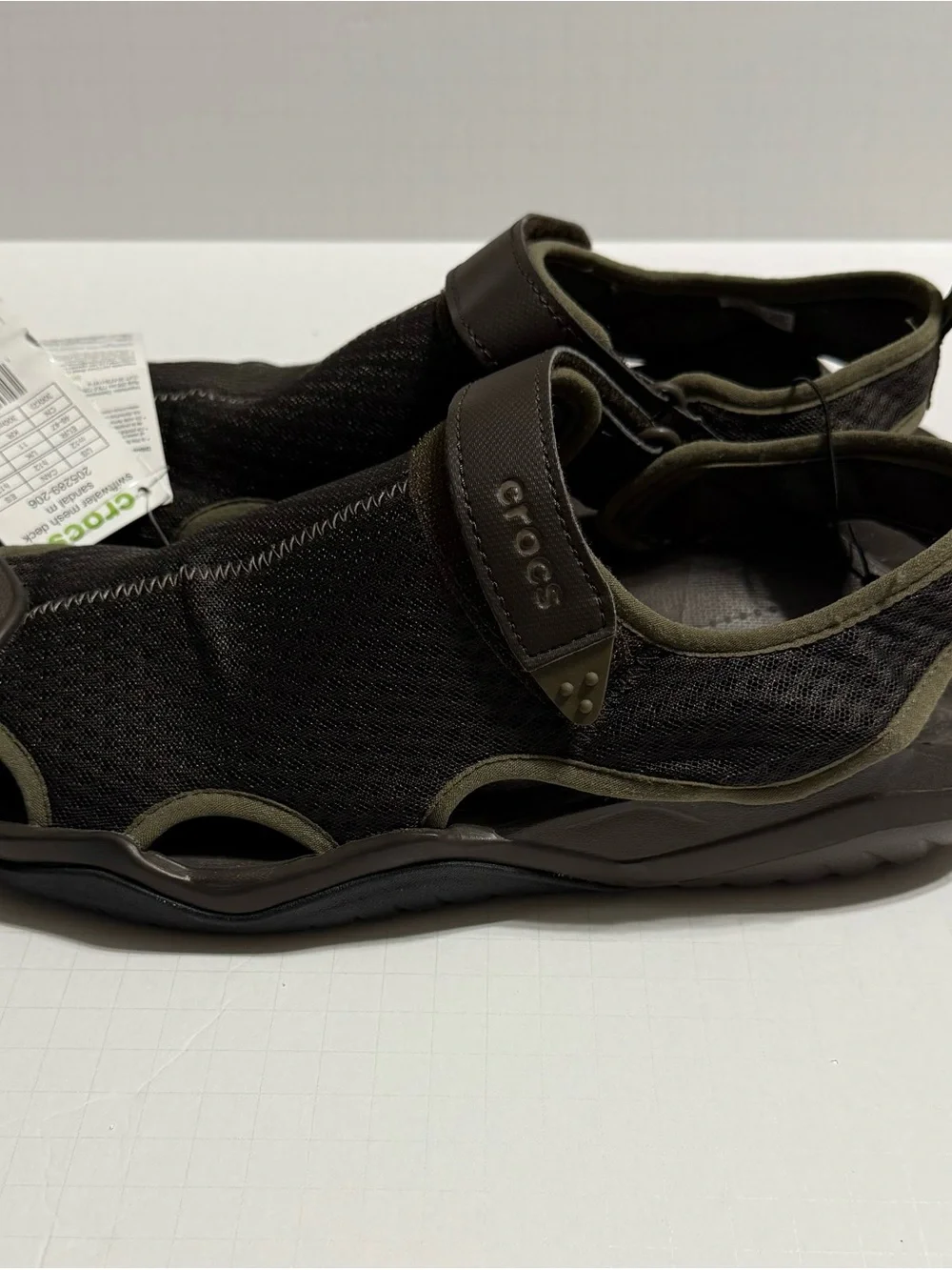 NWT Mens Crocs Swiftwater Mesh Deck Sandals 205289 Espresso Brown